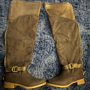 Navy Over-the-Knee Flat boots